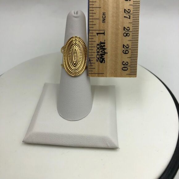 18K Gold Plated Women's Finger Ring Textured Open Back Everyday Modern Fashion - Picture 9 of 9